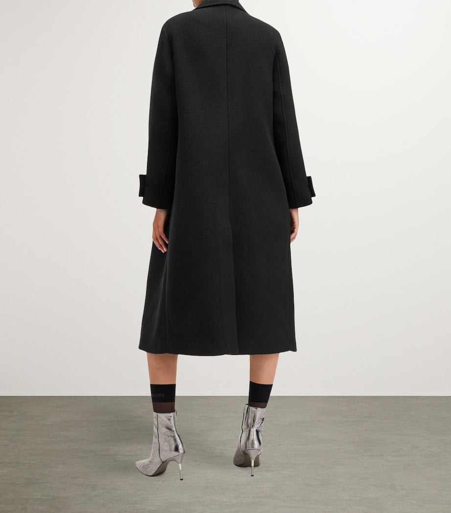 AllSaints Black Double-Breasted Mabel Coat
