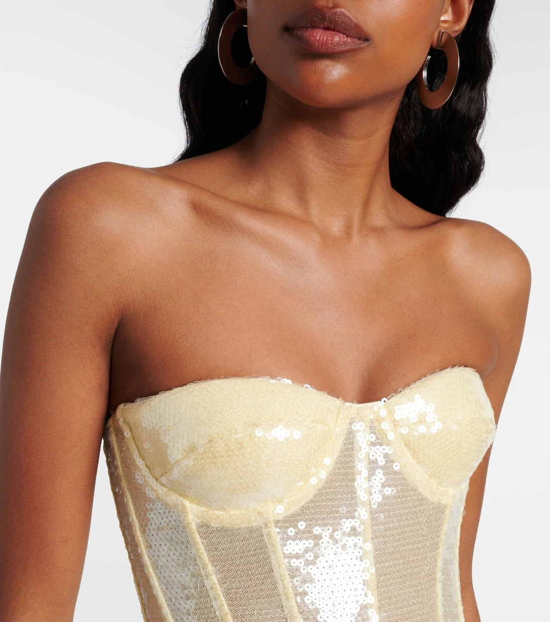 The New Arrivals Ilkyaz Ozel - Sequined draped strapless minidress