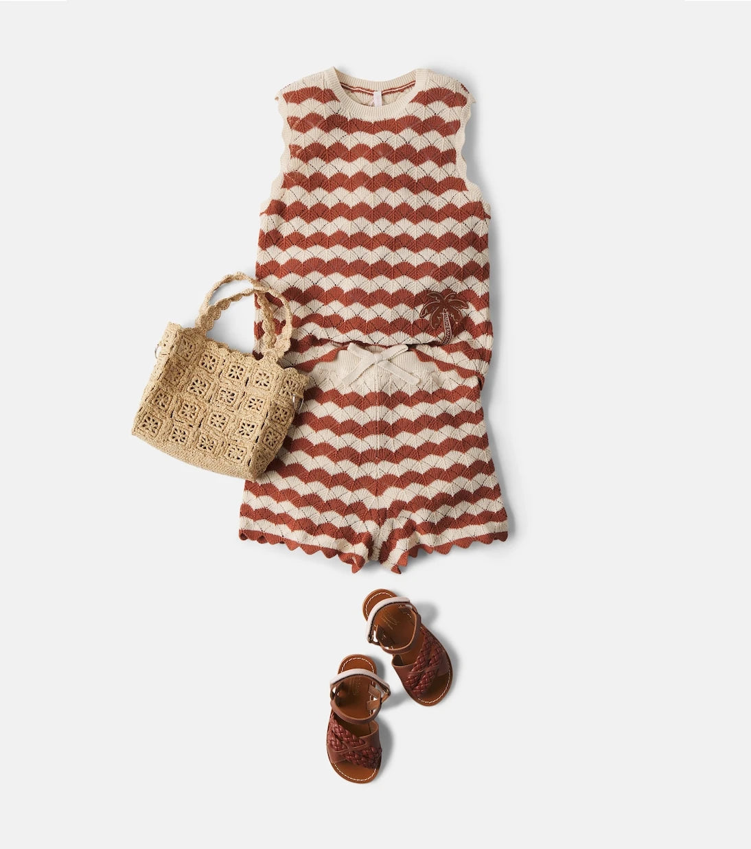 Zimmermann Kids - شورت أستر من مزيج القطن والكتان