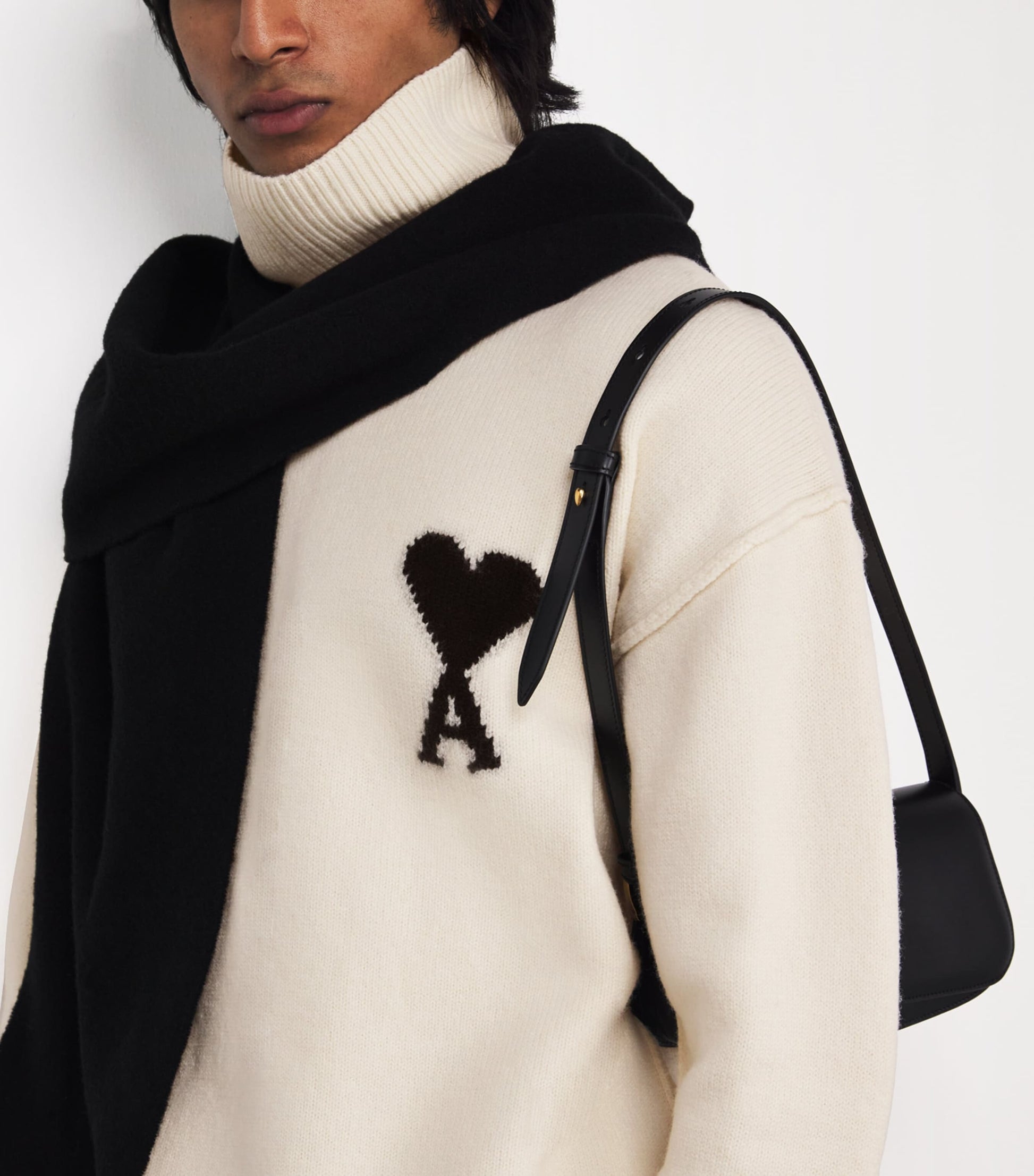 Virgin Wool Ami de Coeur Funnel-Neck Sweater