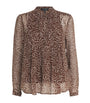 Rag & Bone Brown Silk-Blend Floral Amaris Blouse