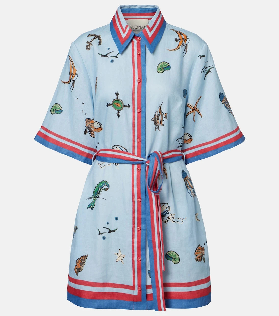 Alémais - Printed belted linen shirt dress