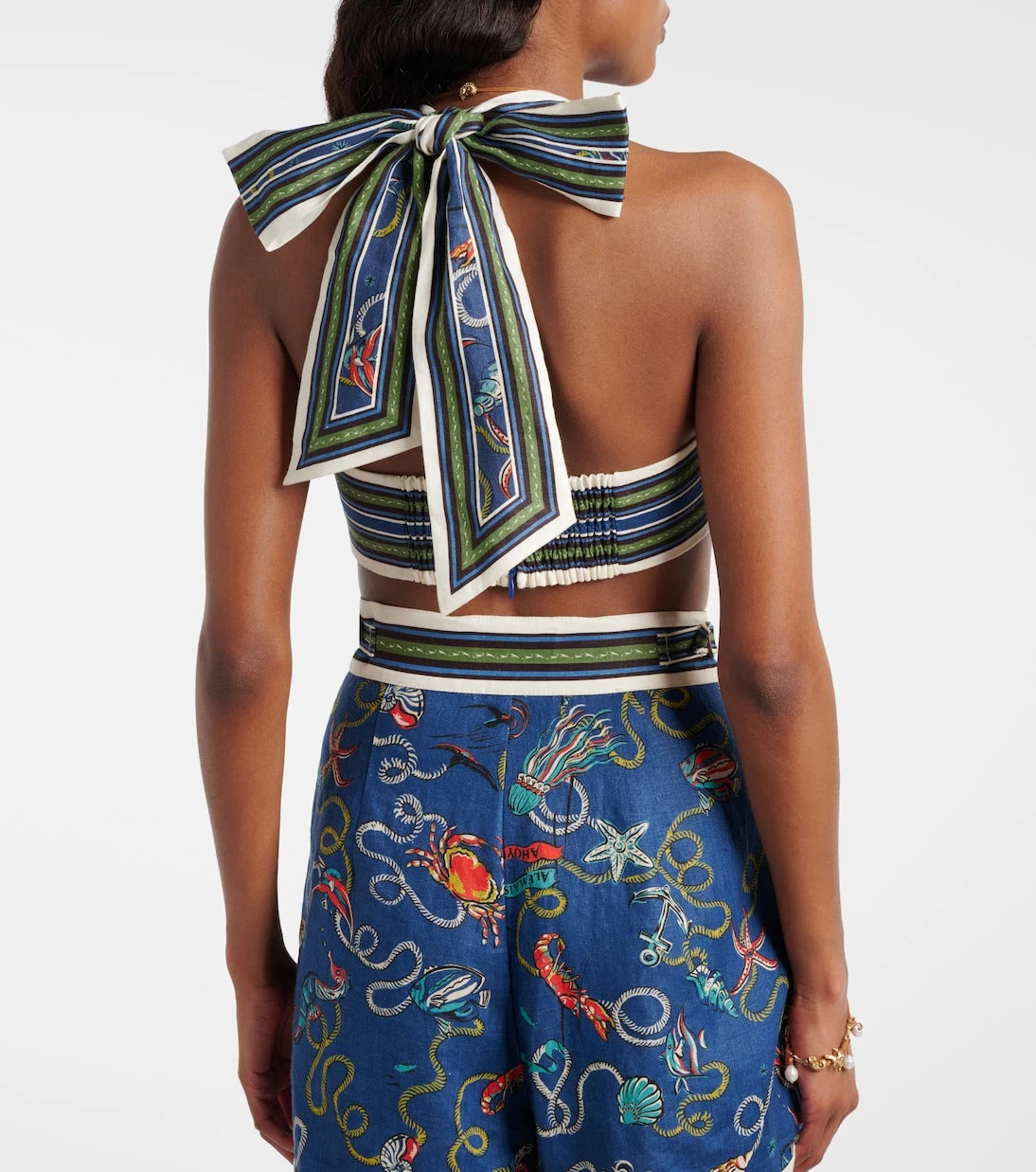 Alémais - Cove printed linen bra top