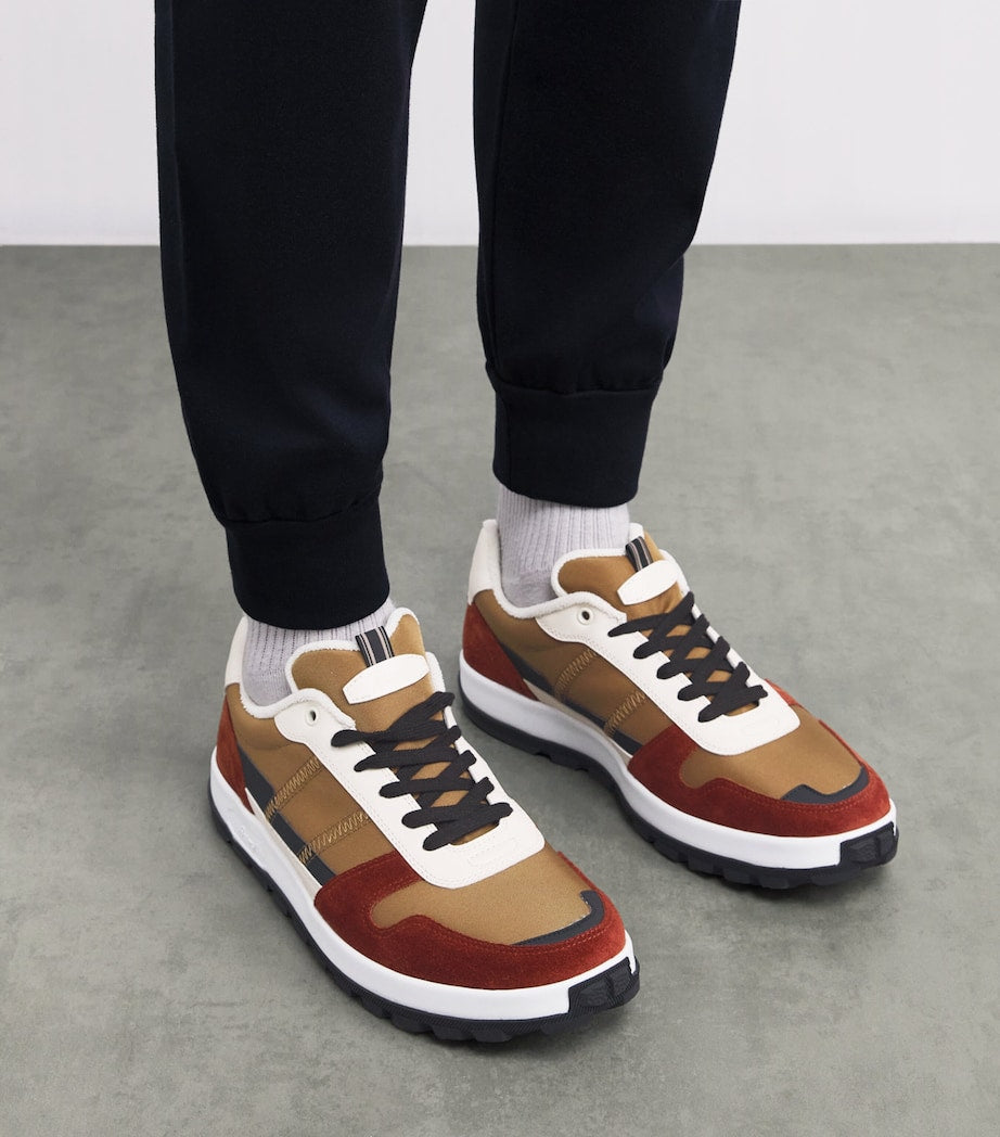 Suede-Trim Panelled Crossing Sneakers