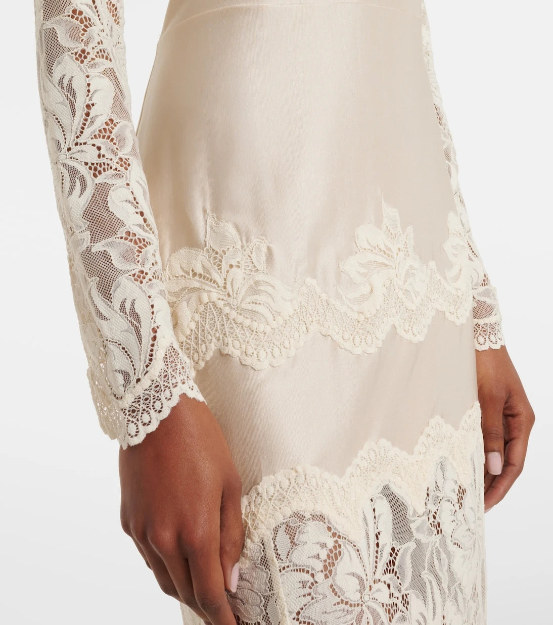 Rabanne - Lace and satin maxi dress