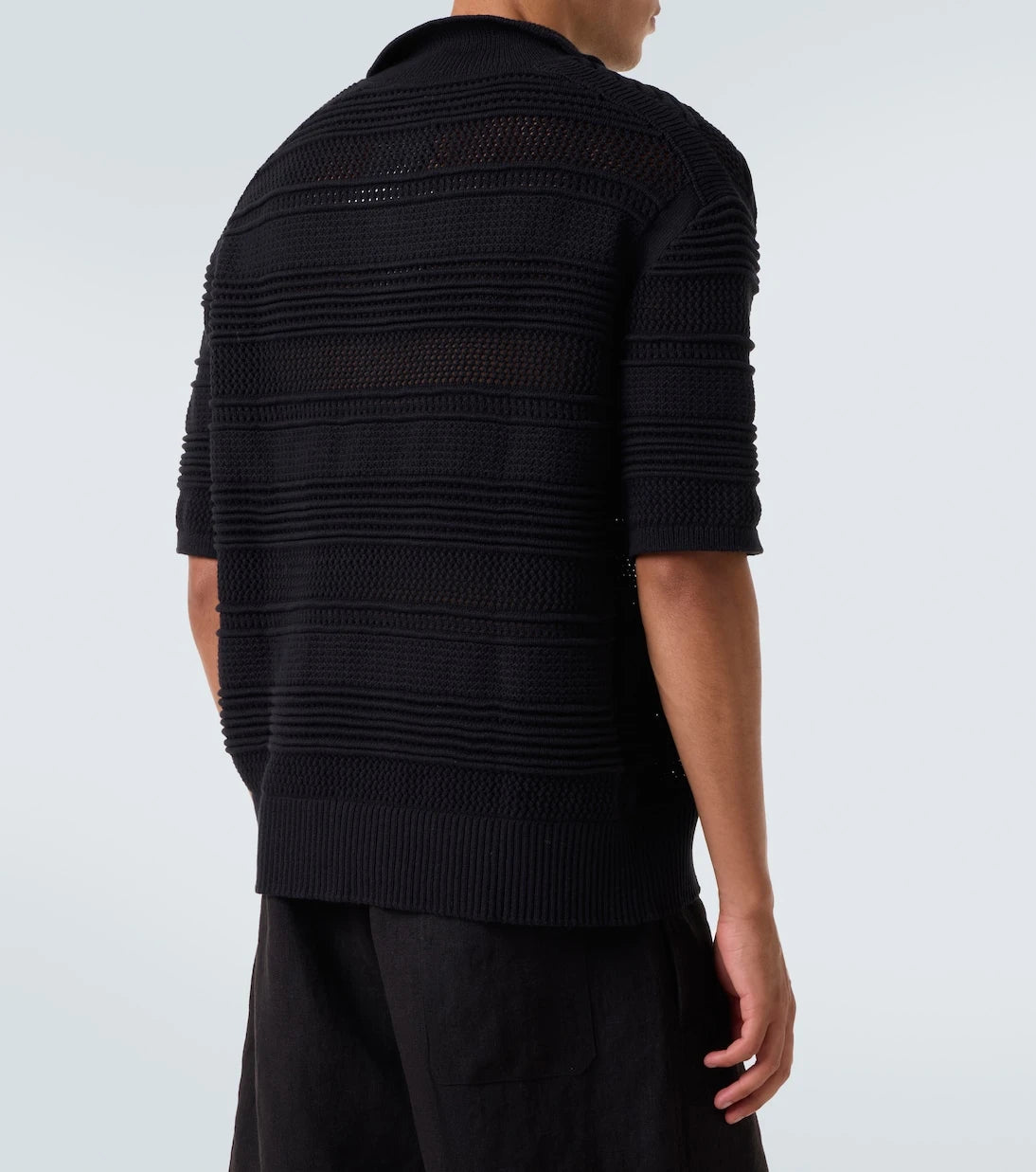 Commas - Crochet cotton-blend polo shirt