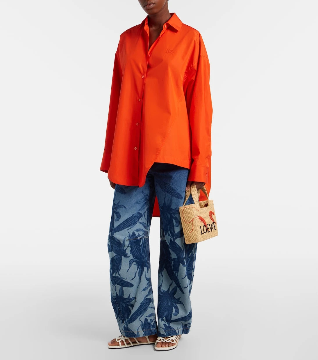 Loewe - Paula's Ibiza Font Mini raffia tote bag