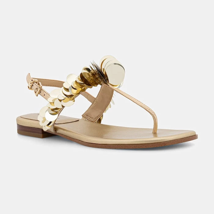 MICHAEL Michael Kors kadın deri alçak topuklu Loretta Thong Sandal
