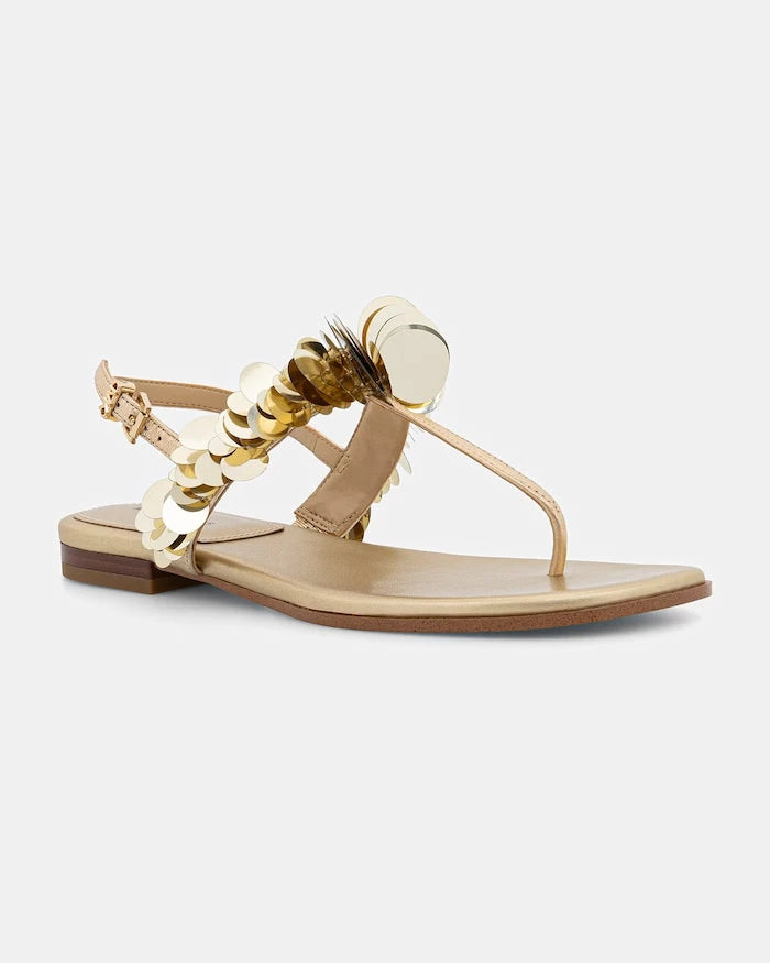 MICHAEL Michael Kors kadın deri alçak topuklu Loretta Thong Sandal
