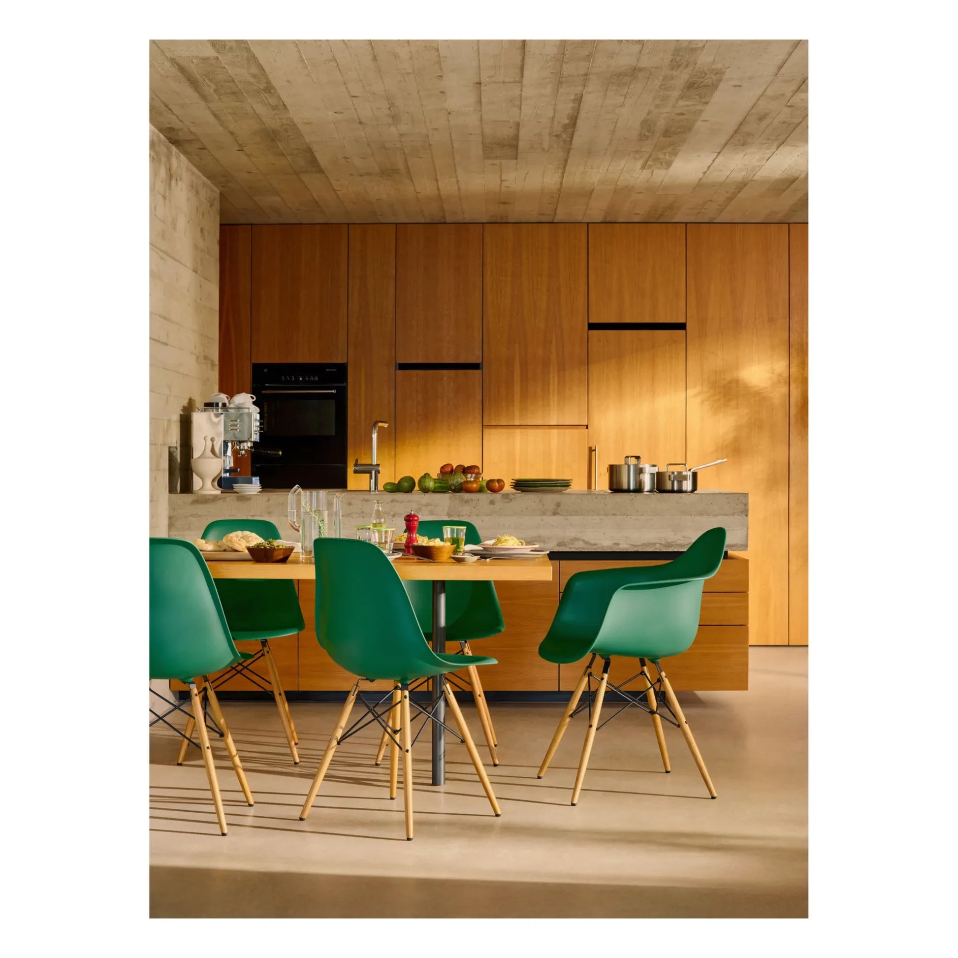 Vitra - DSW plastic chair - maple base - Charles &amp; Ray Eames | Emerald green