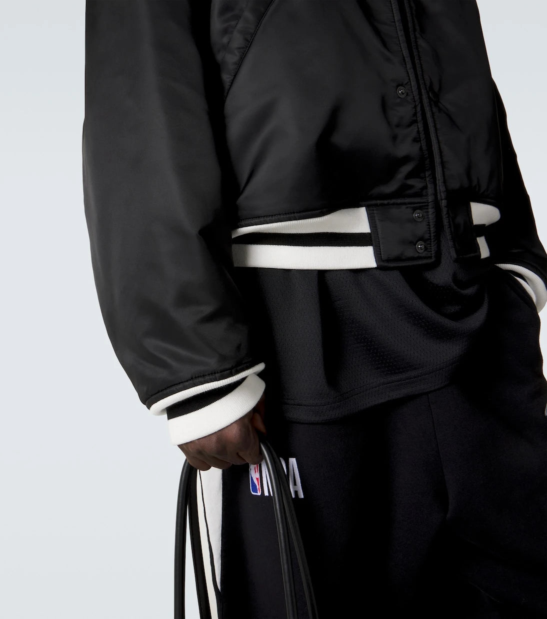 Balenciaga - x NBA logolu saten bomber ceket