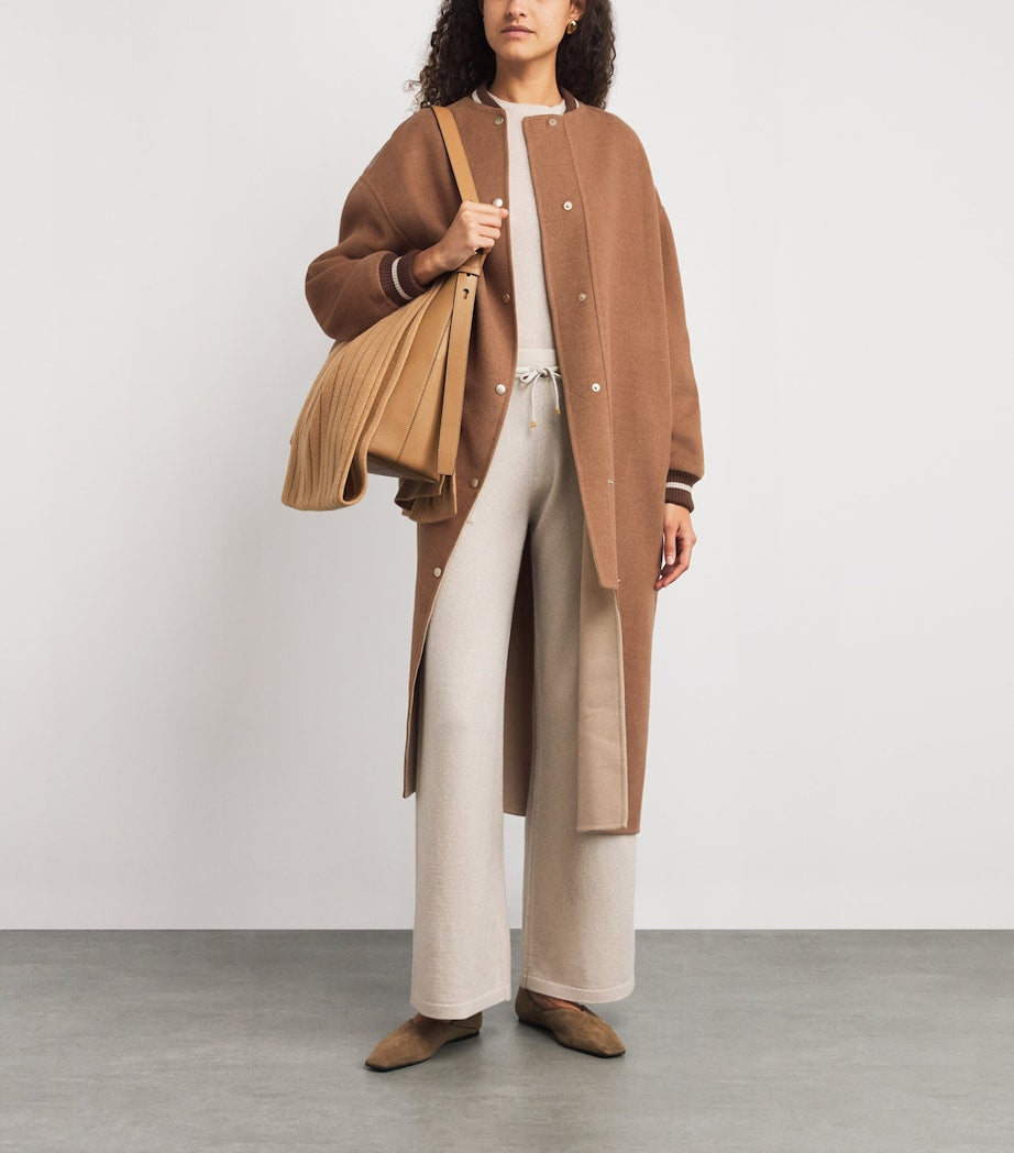 Eleventy Beige Wool Longline Bomber Jacket