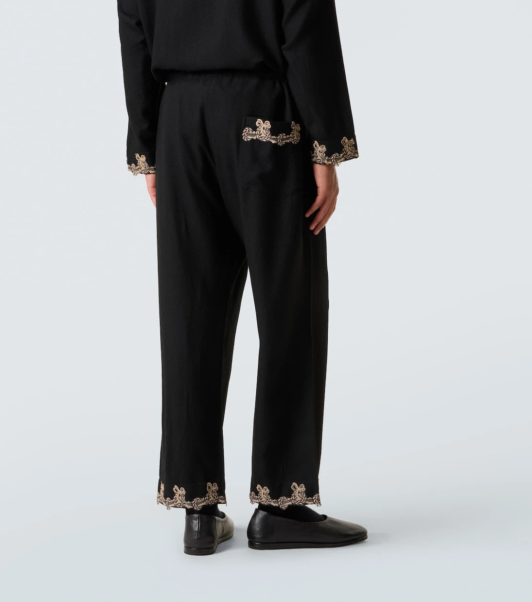 Bode - Laurelist wool flannel wide-leg pants