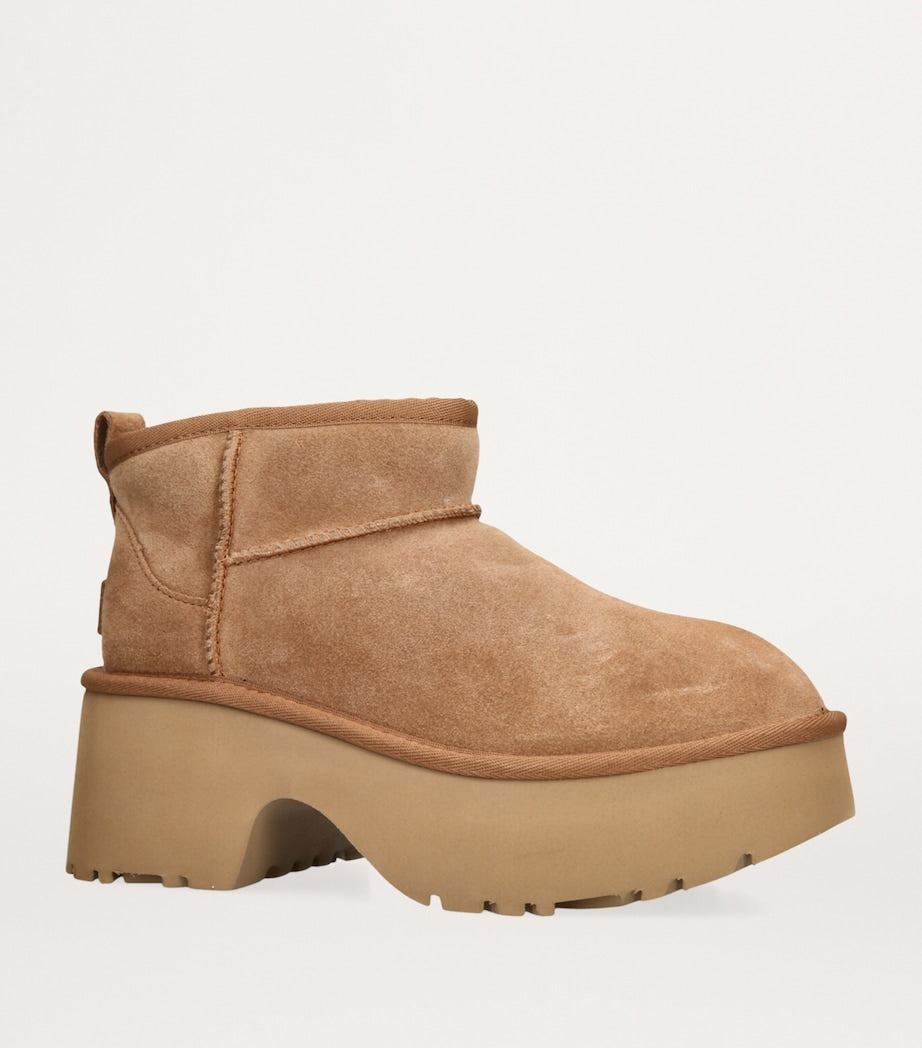 UGG Beige Suede Classic Ultra Mini New Heights Boots 70