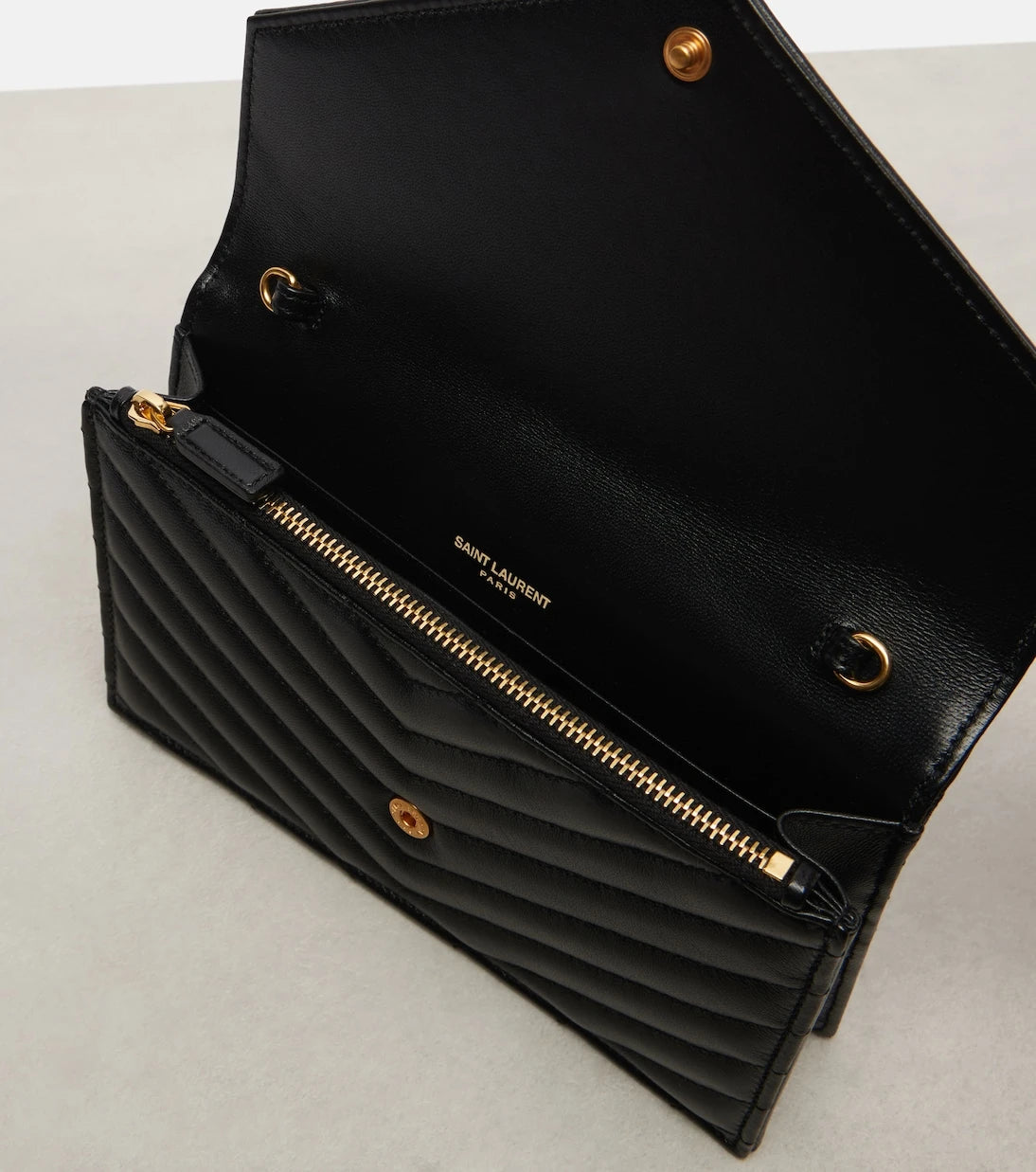 Saint Laurent - Cassandre Envelope leather wallet on chain