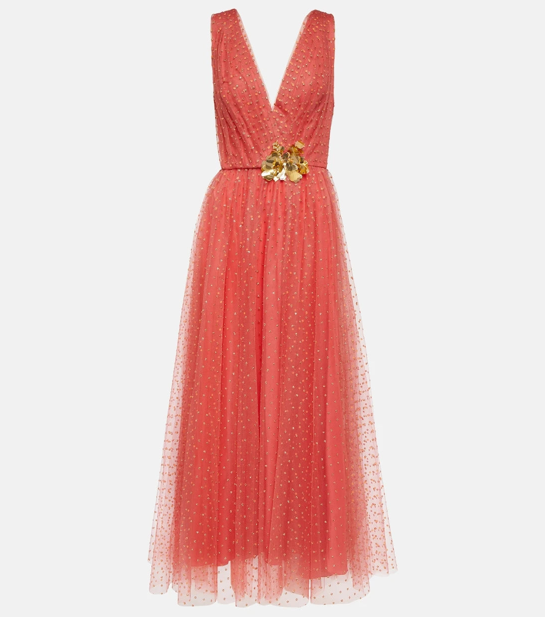 Monique Lhuillier - Embellished tulle maxi gown
