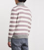 Eleventy White Cashmere-Blend Stripe Rollneck Sweater