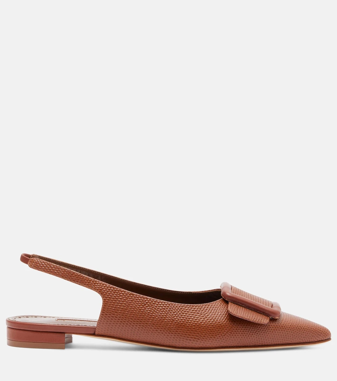 Manolo Blahnik - Maylura croc-effect leather slingback flats