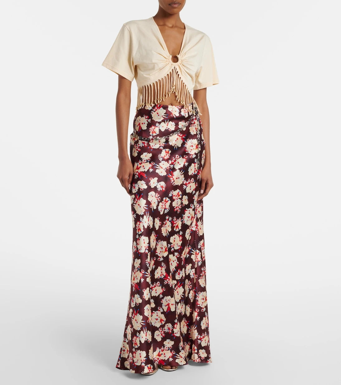 Rabanne - Embellished cotton jersey crop top