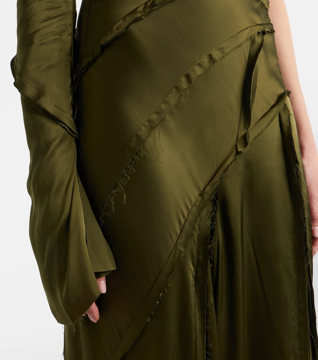 Blumarine - Asymmetric lace-trimmed satin gown