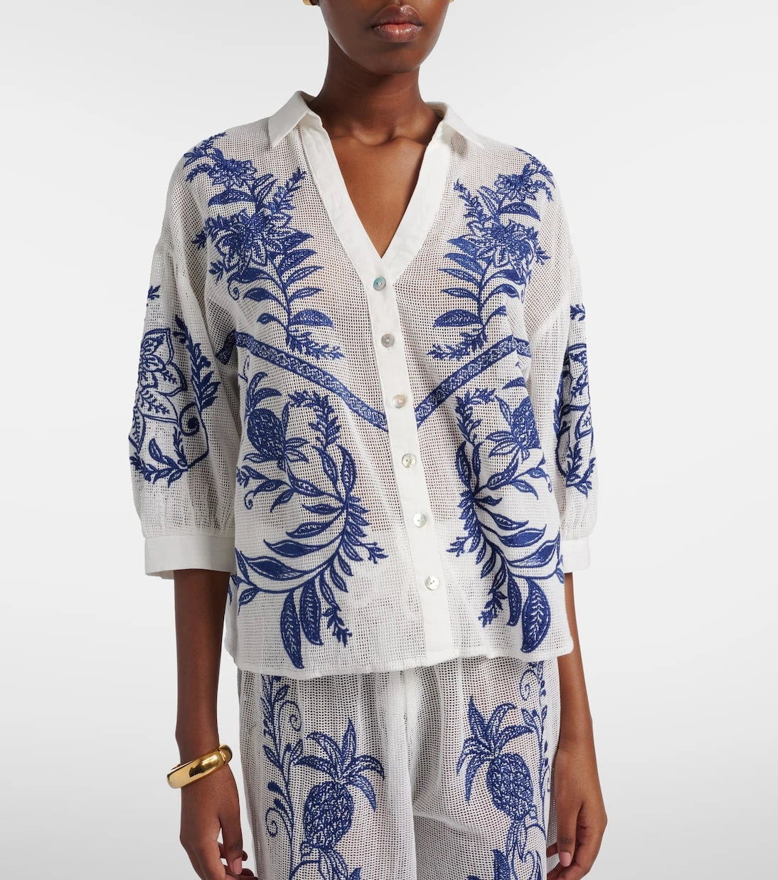 Farm Rio - Nina embroidered cotton shirt