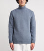 Eleventy Blue Wool High-Neck Sweater