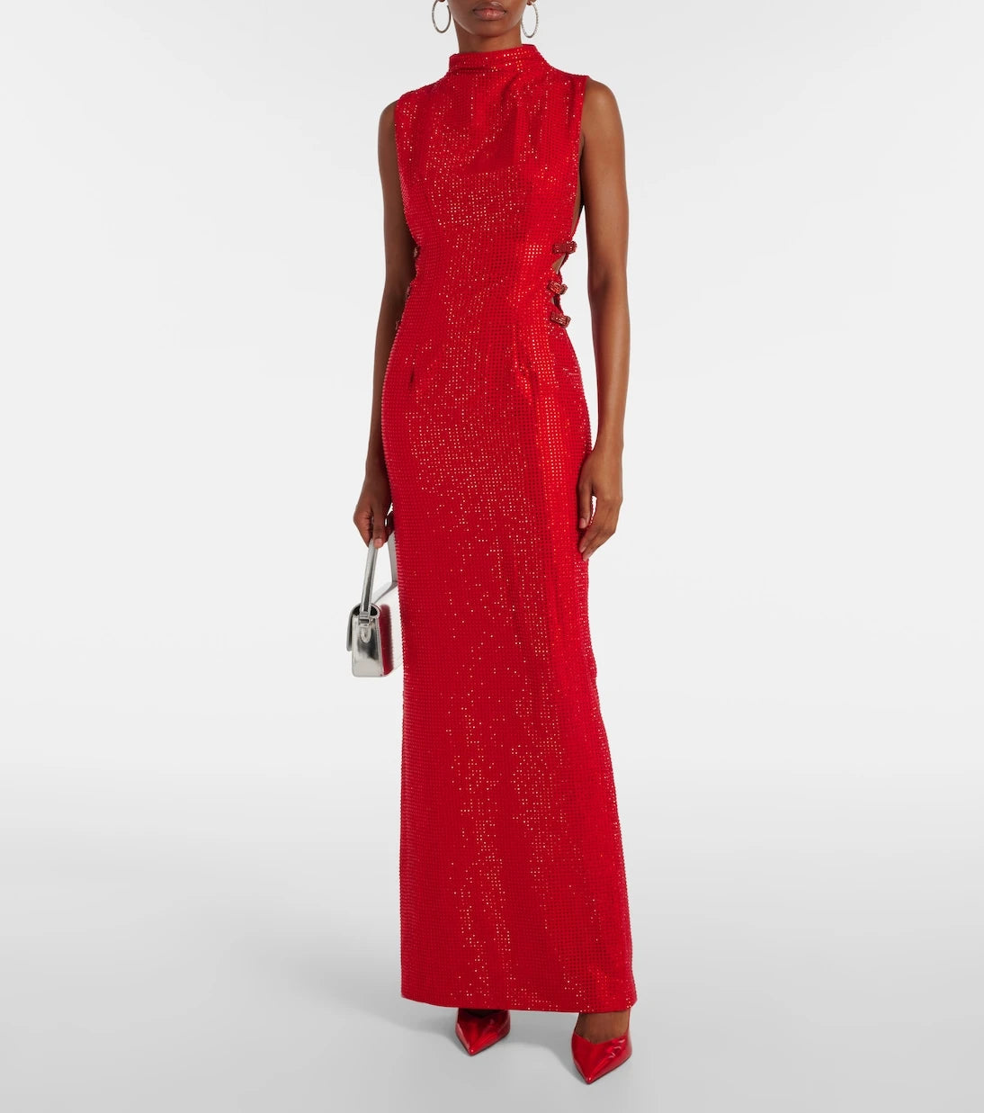 Self-Portrait - Embellished cutout crêpe gown