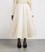 Ivory Satin Pleated Midi Skirt