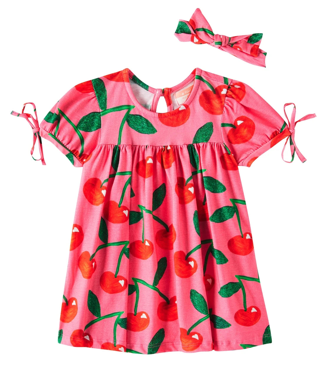 Fábula - Baby printed cotton dress and headband set