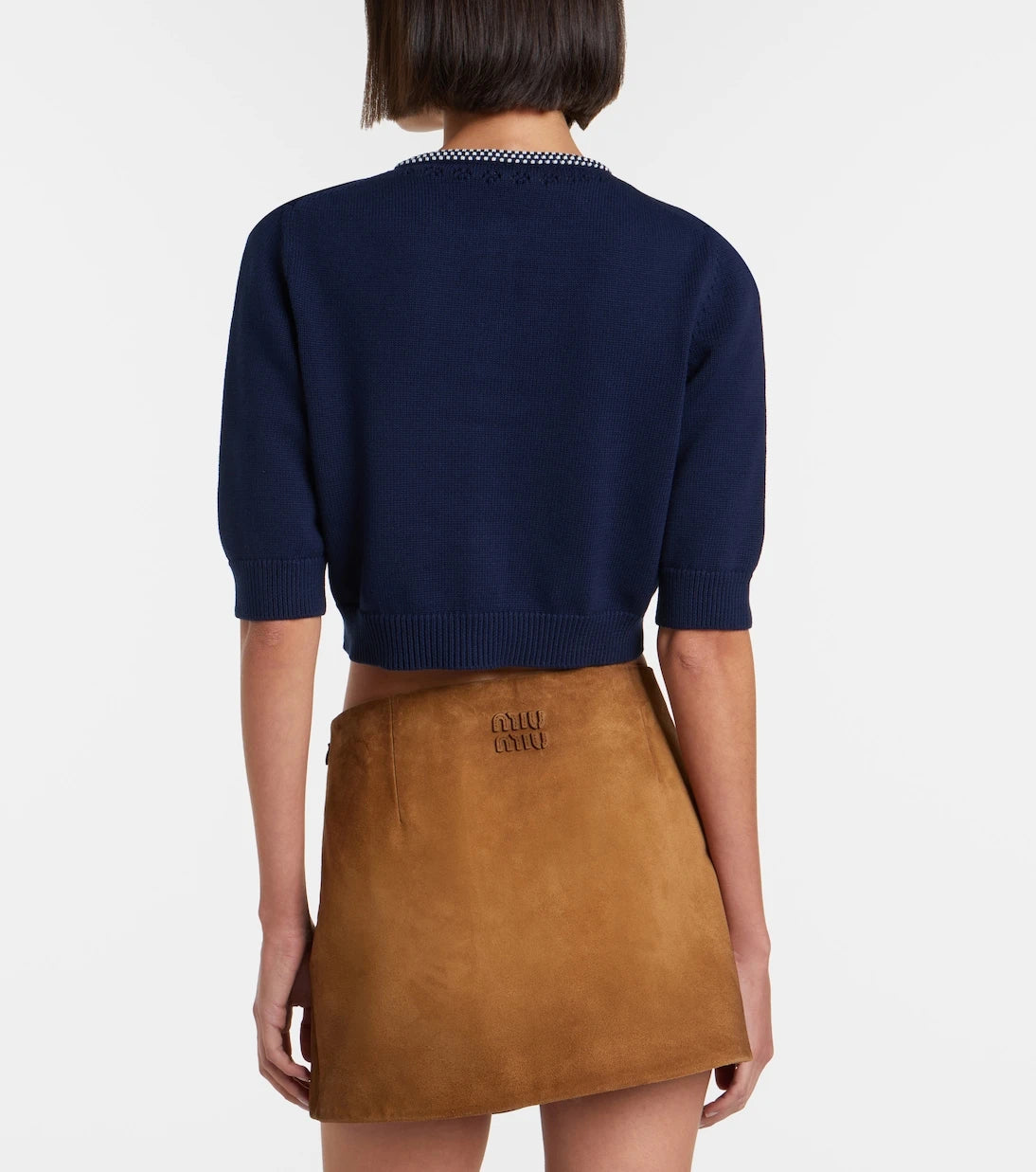 Miu Miu - Logo cropped cotton cardigan
