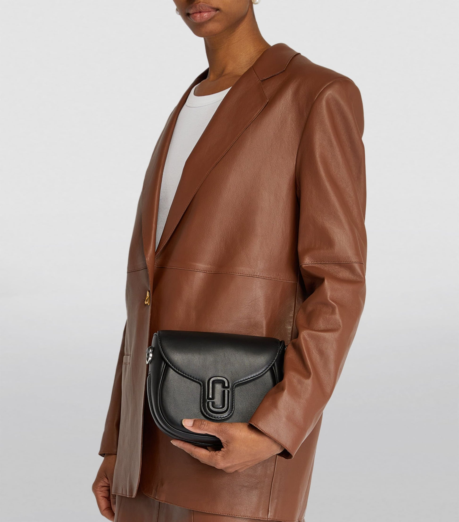 Marc Jacobs Black The Marc Jacobs Small Leather J Marc Saddle Bag