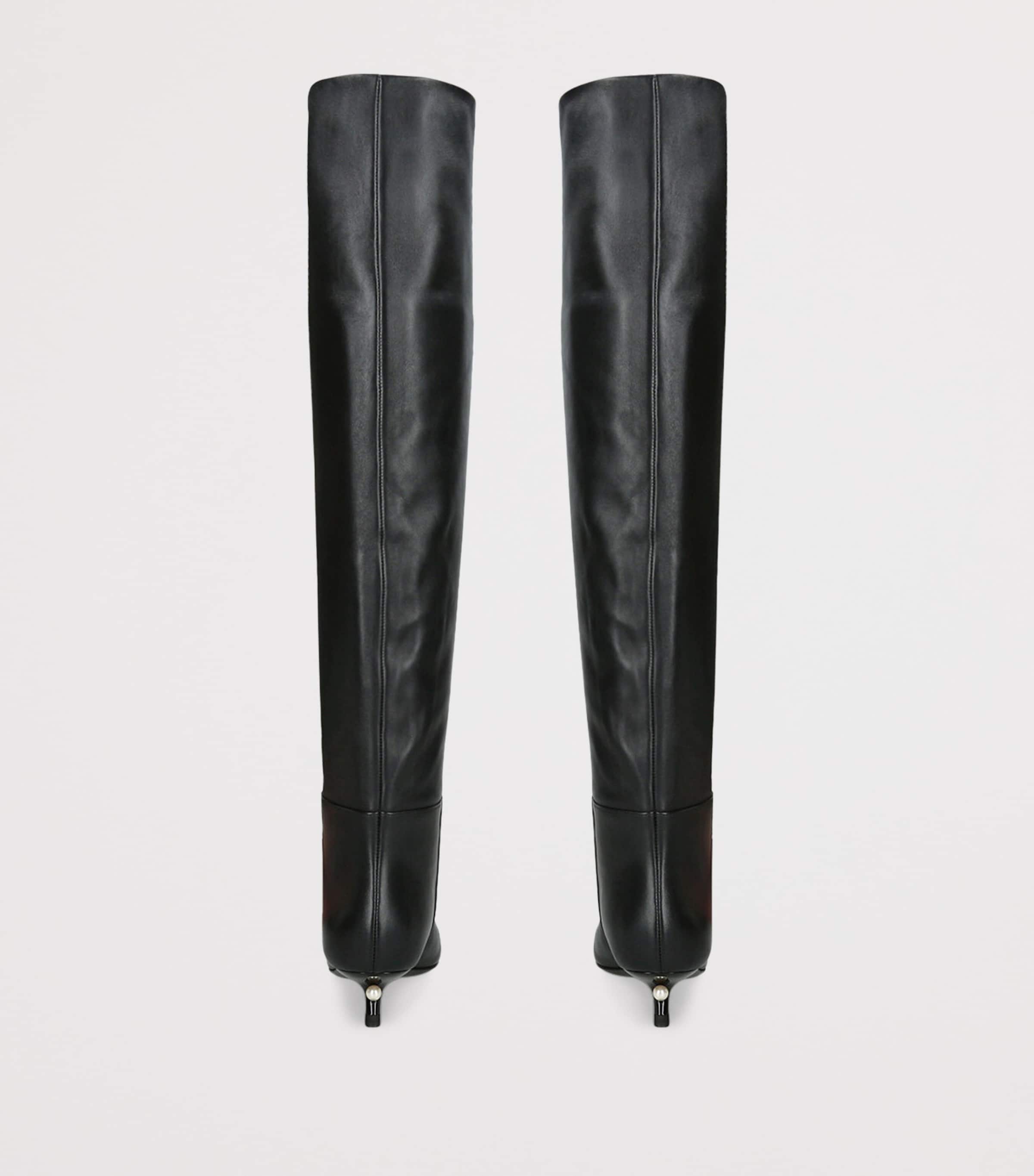Alevi Black Leather Derby Knee-High Boots 35