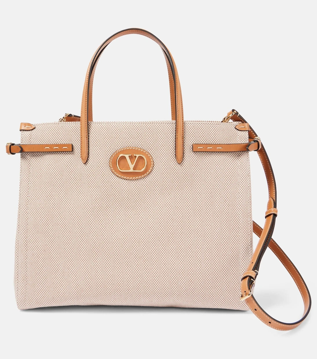 Valentino Garavani - VLogo Large leather-trimmed shoulder bag