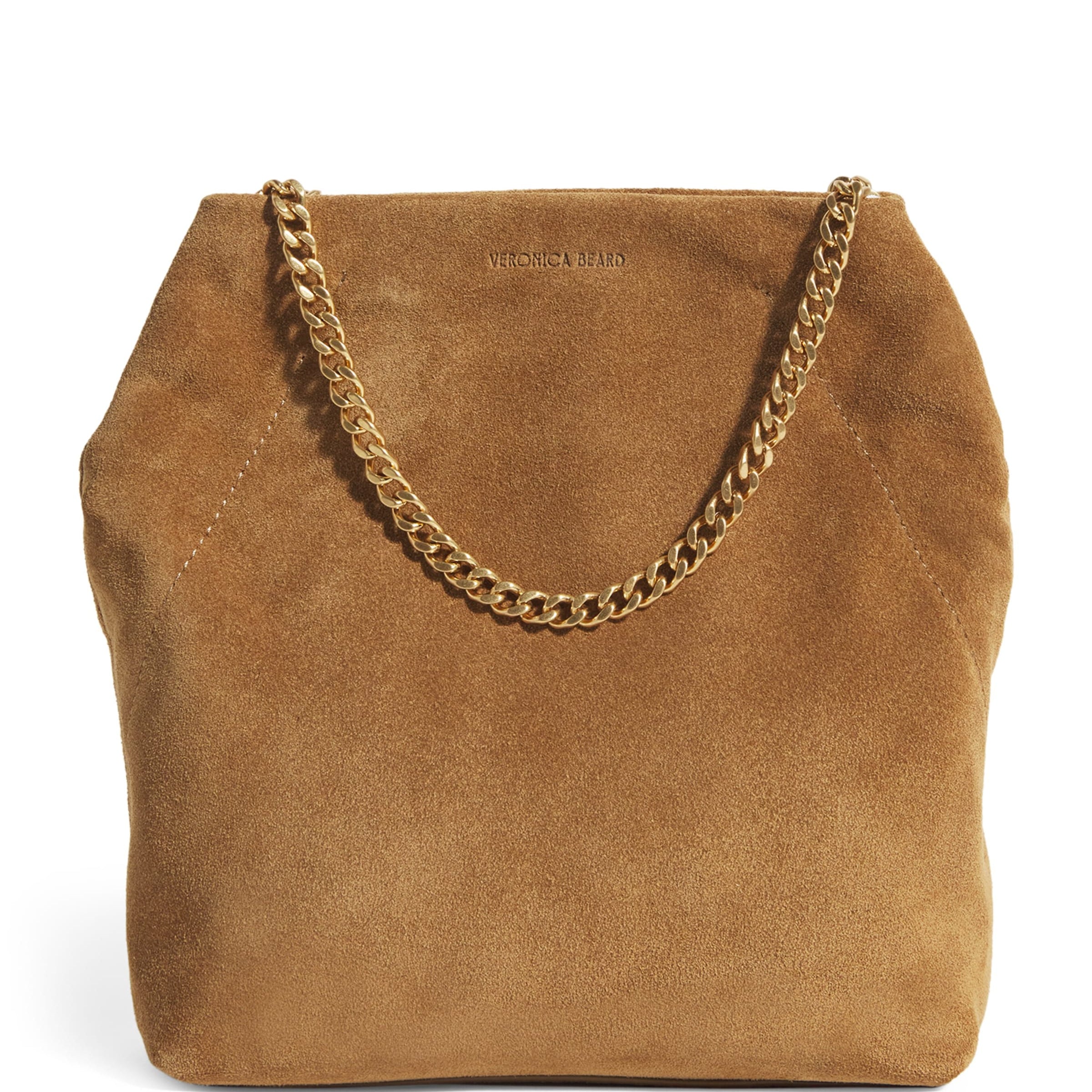 Veronica Beard Brown Small Suede Slouch Top-Handle Bag