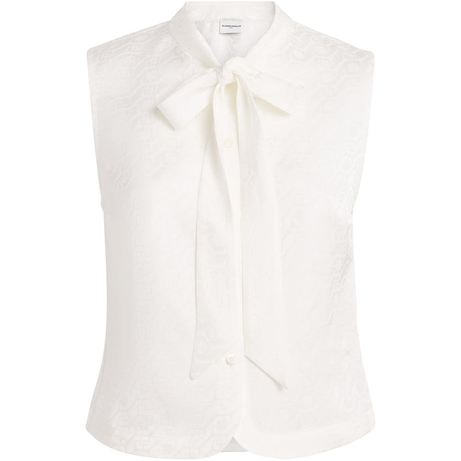 Claudie Pierlot White Lavallière-Neck Top