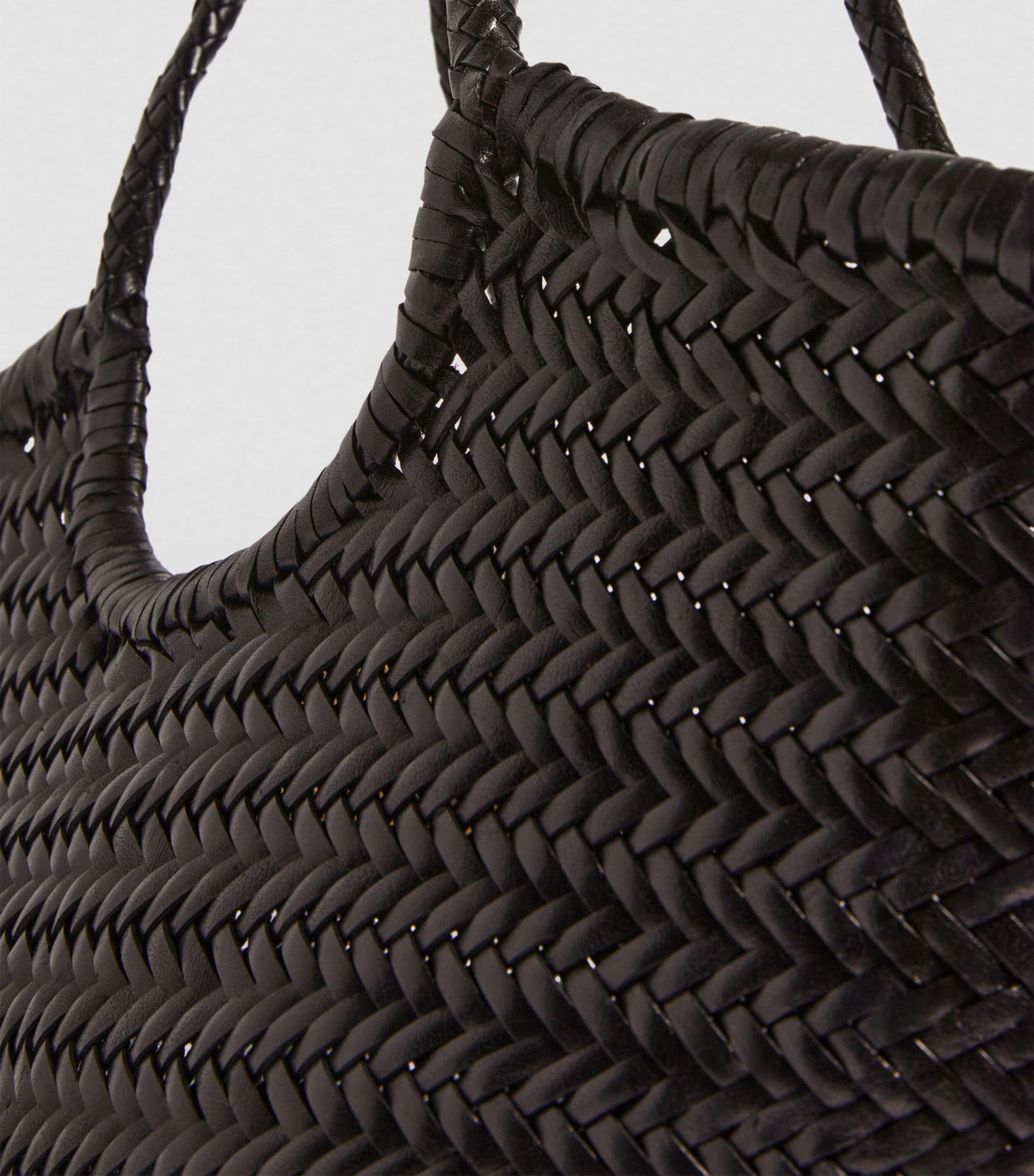 Black Large Leather Woven Nantucket Tote Bag