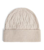 Beige Cashmere Cable-Knit Beanie