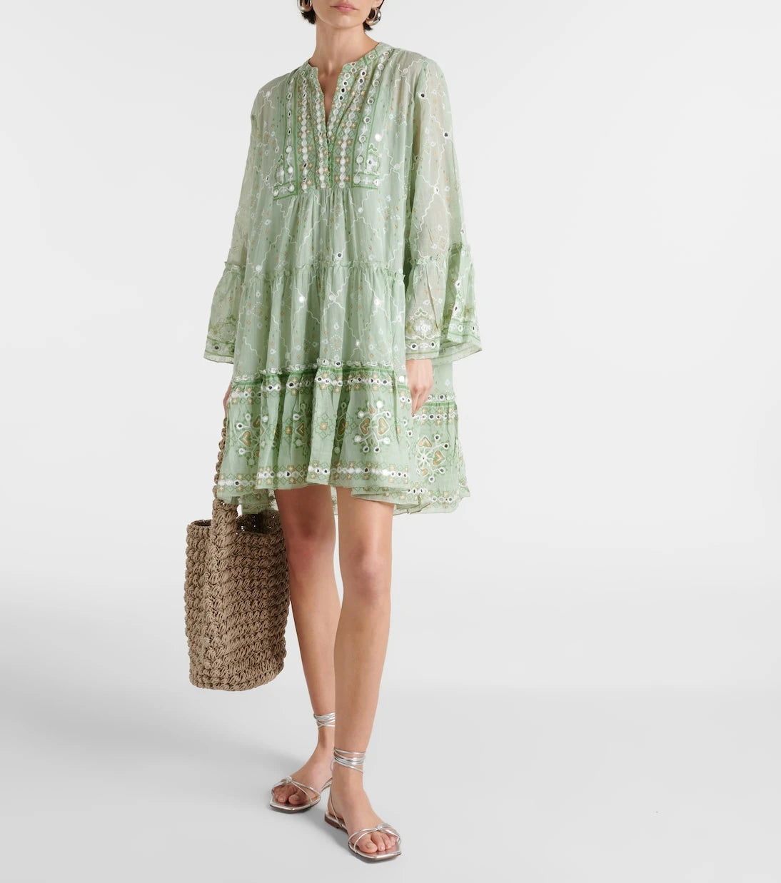 Juliet Dunn - Embroidered cotton minidress