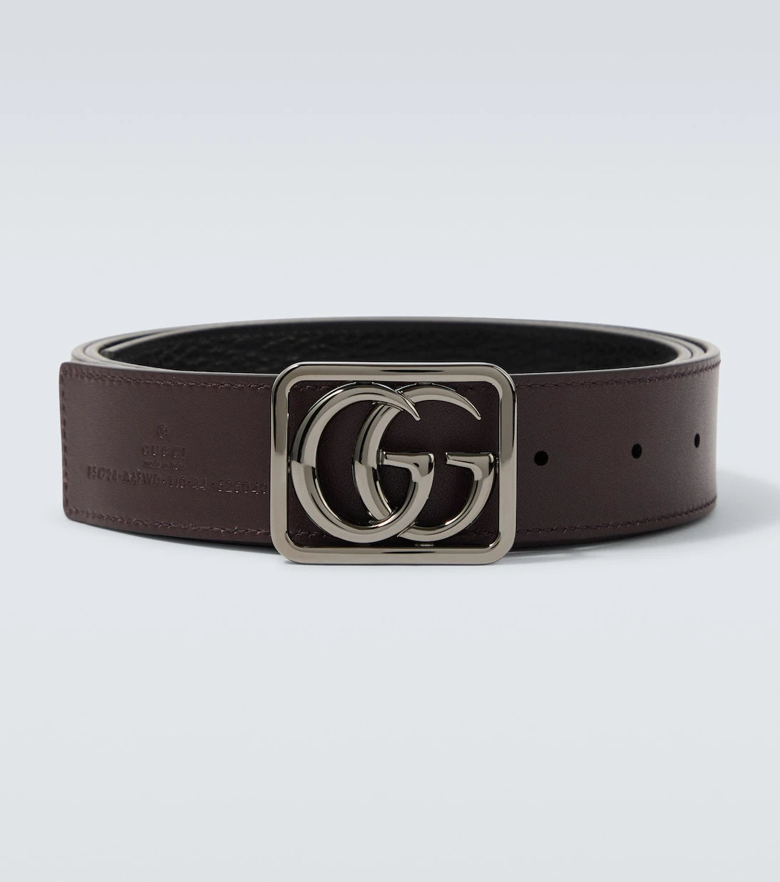 Gucci - حزام جلد قابل للارتداء على الوجهين بشعار GG مزدوج