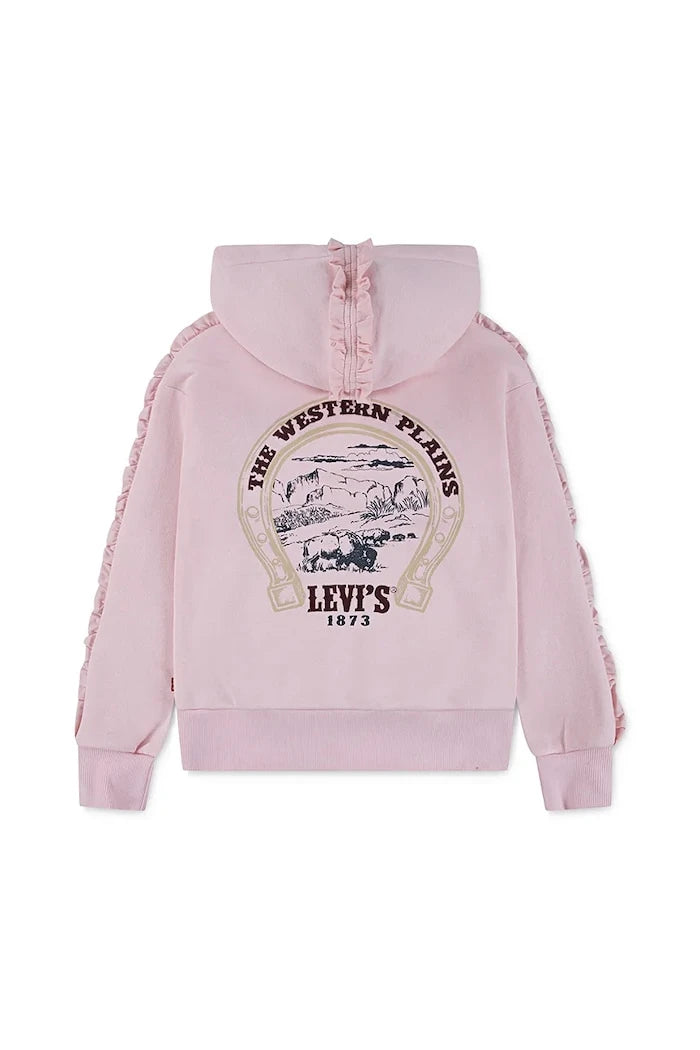 Детски суичър Levi's PULLOVER HOODIE WITH RUFFL