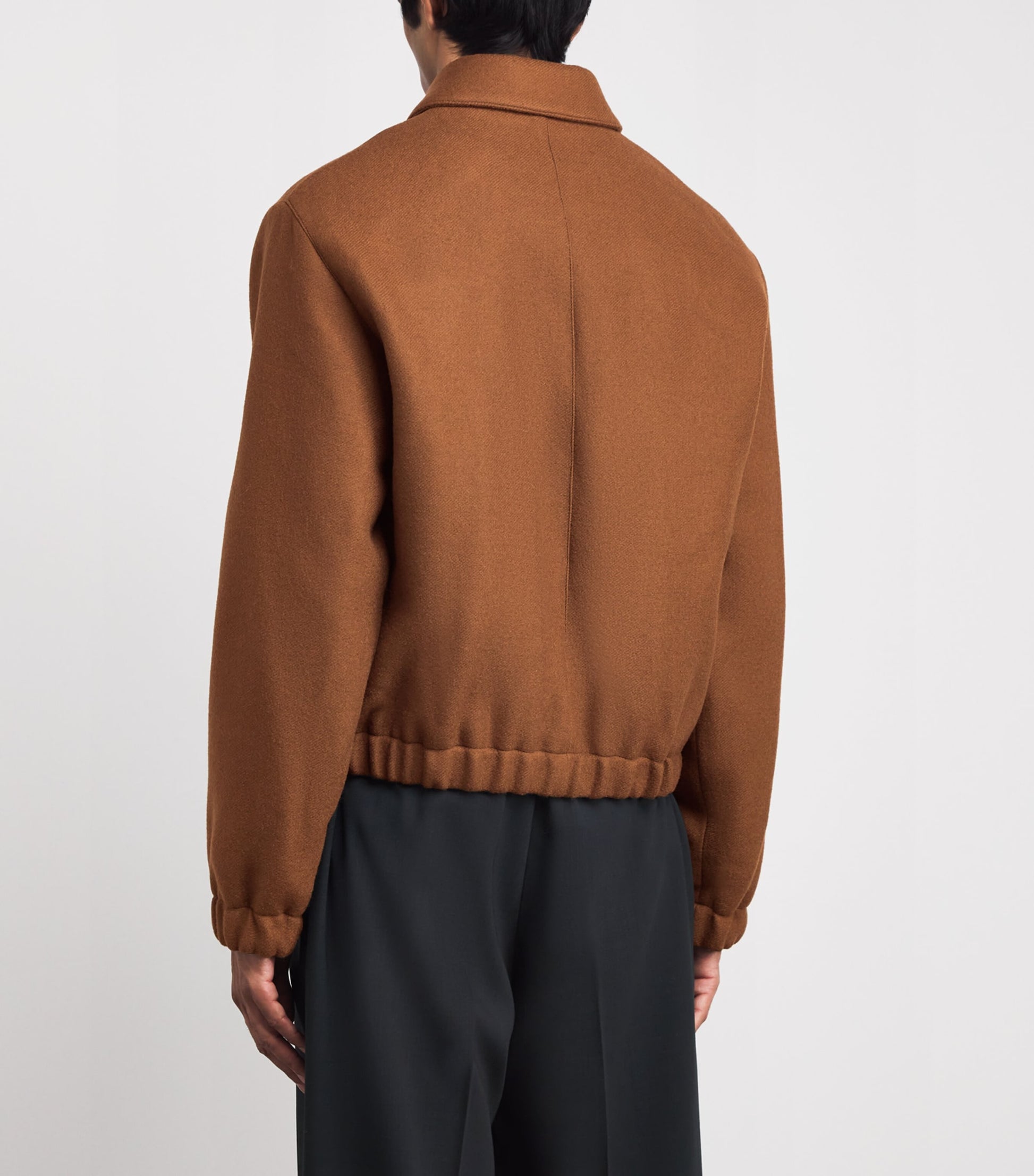AMI Paris Brown Boiled Wool Bomber Jacket