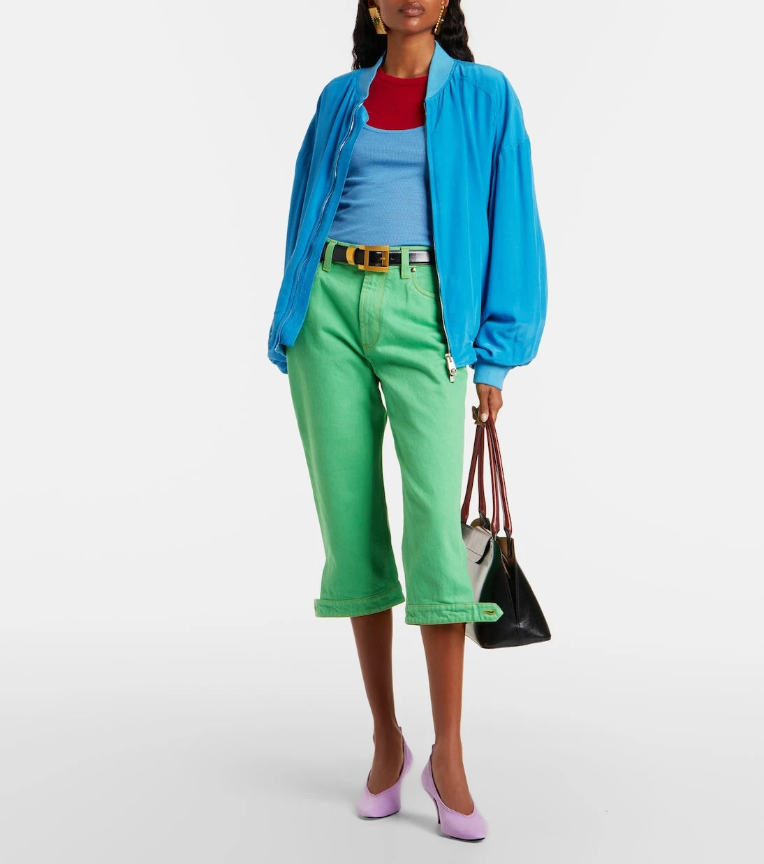Versace - Oversized silk poplin blouson jacket