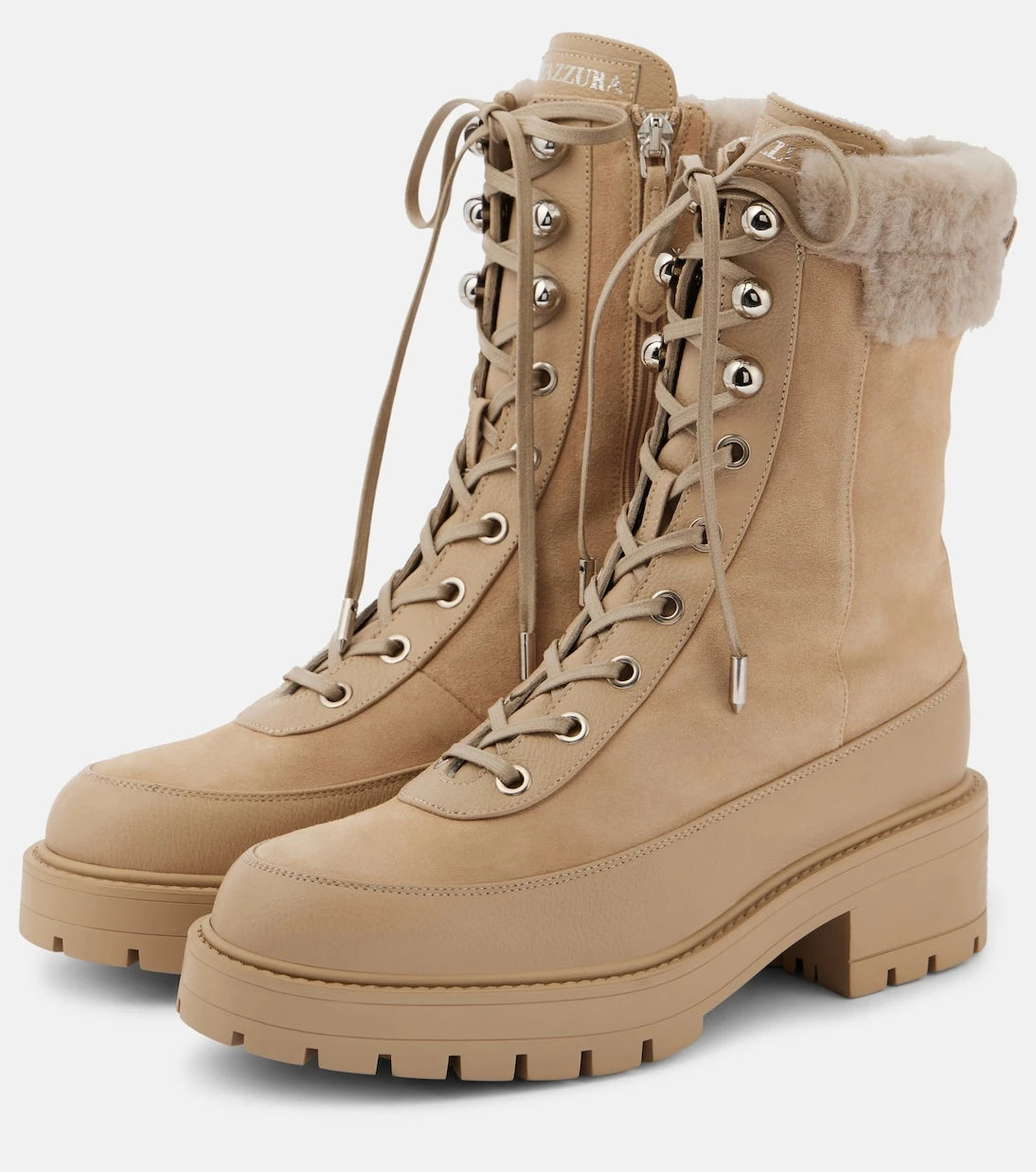 Aquazzura - Very Cortina shearling-trimmed ankle boots