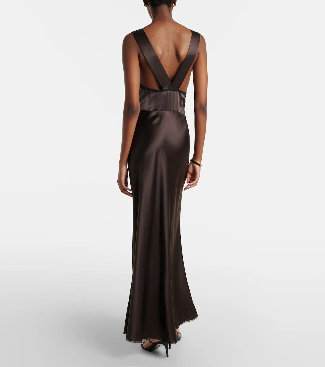 SIR - Lace-trimmed silk maxi dress