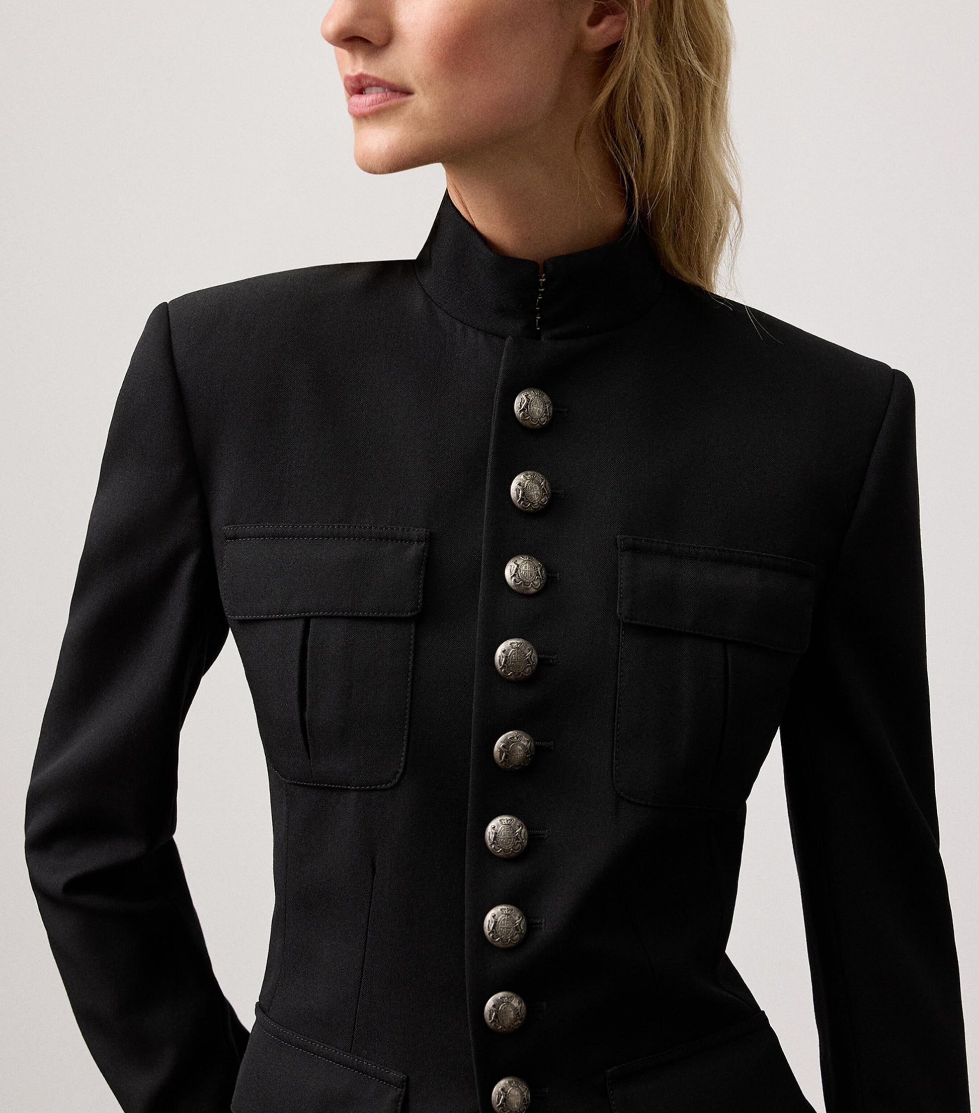 Ralph Lauren Collection Black Wool Grain de Poudre Eliza Jacket