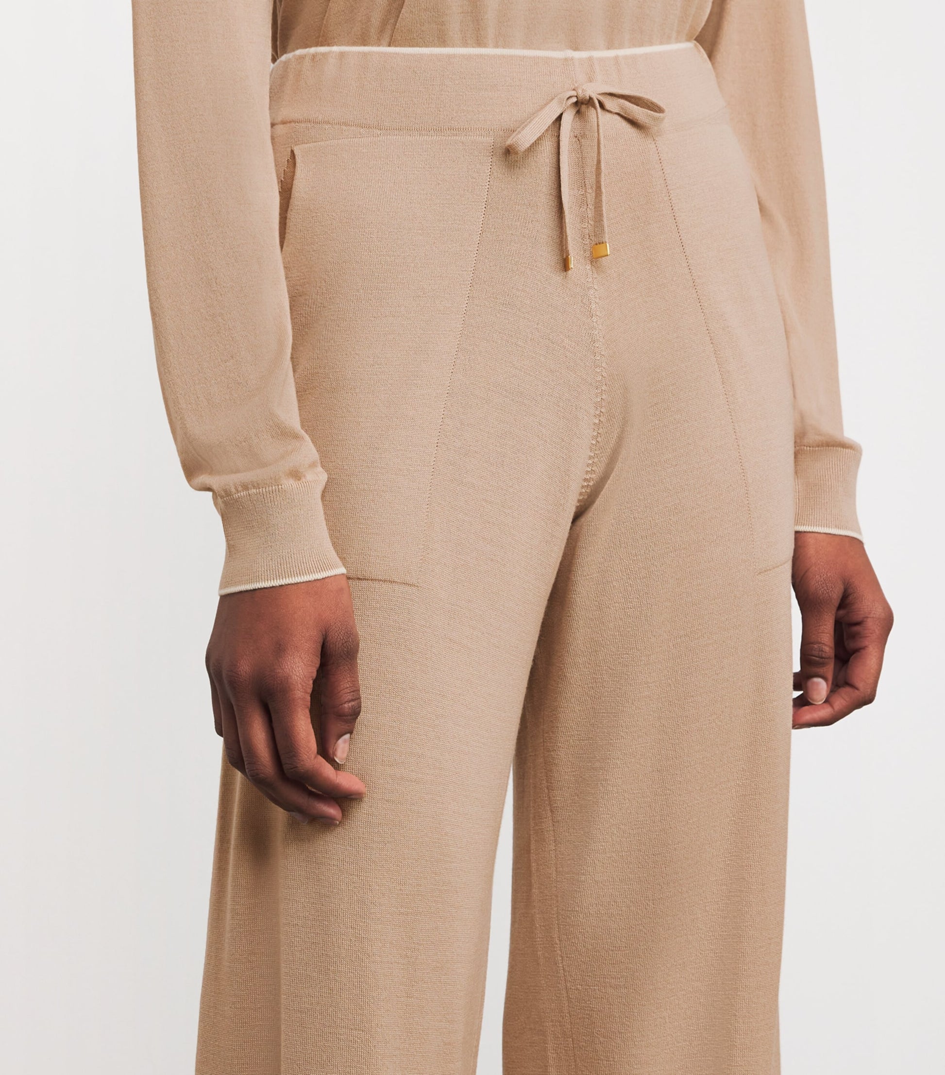 Eleventy Beige Wool Drawstring Trousers