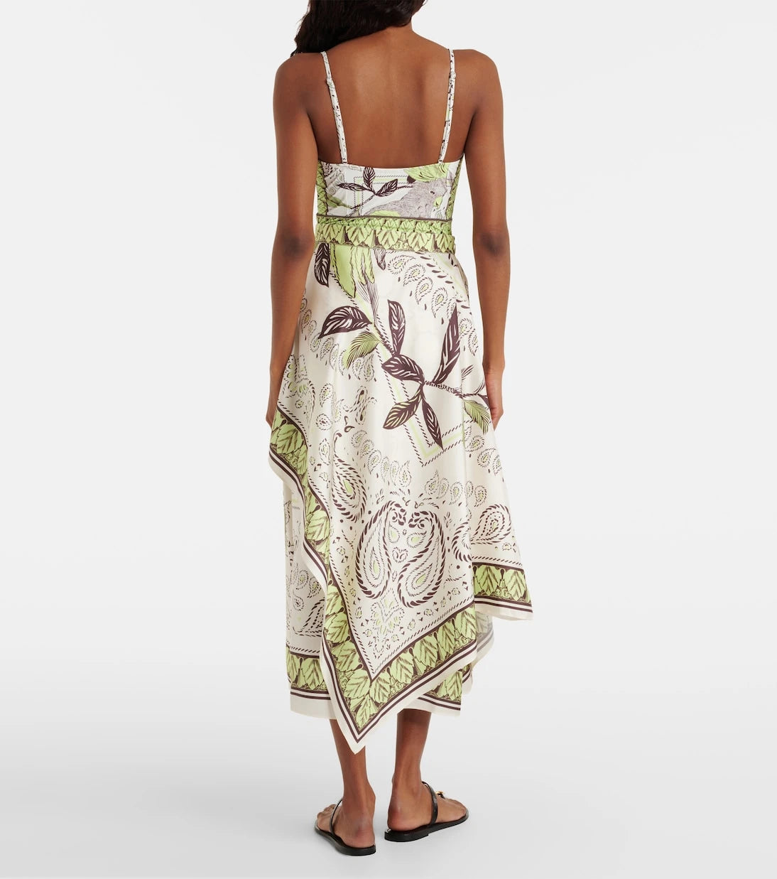 Tory Burch - Printed silk satin midi skirt