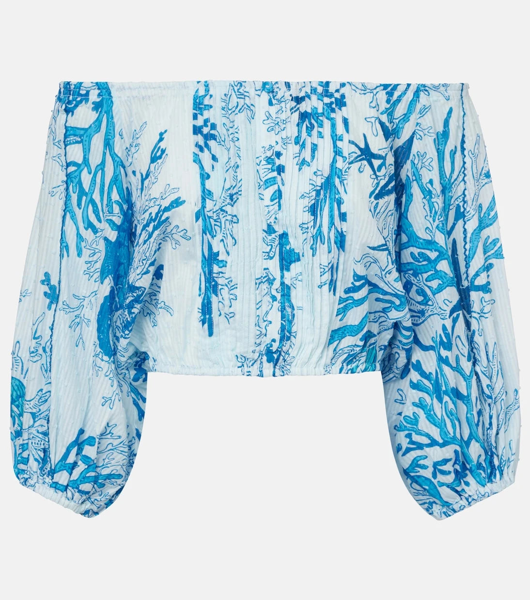 Poupette St Barth - Bova printed off-shoulder cotton top