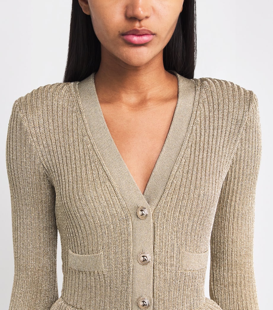 Self-Portrait Gold Lurex Peplum Mini Dress