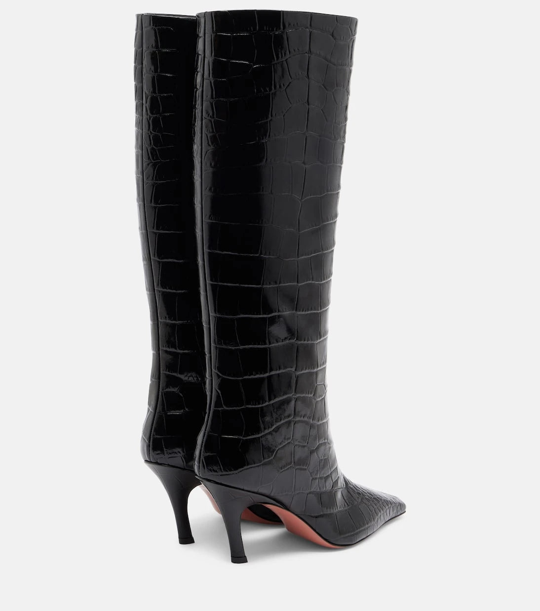 Amina Muaddi - Mona croc-effect leather knee-high boots